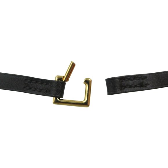 Hermes Leather Black Gold O Stamped Choker 1340HERMES Jewelry